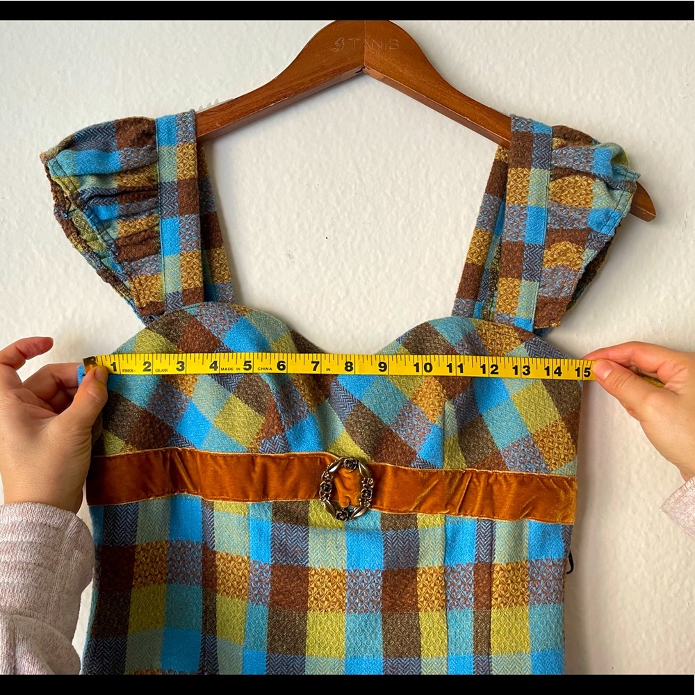 ENGLISH CLIENTELE Vintage Multicolored Gingham Sweetheart Dress - Picture 4 of 12